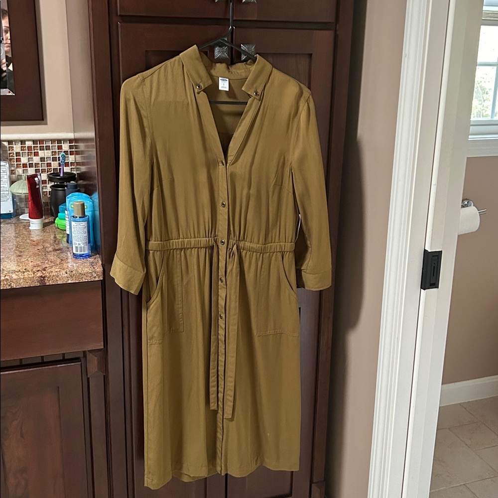Olive Green Button-Up Dress